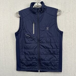Zero Restriction Lightweight Hybrid Vest Men's Medium Blue Full Zip Quilted Logo
